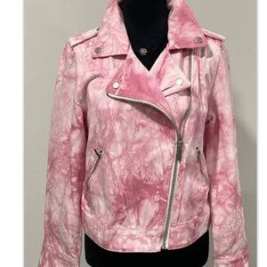 Bagatelle tie dye pink denim Moto jacket